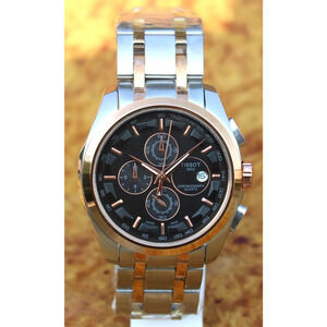 Tissot Two Tone Couturier Tachymeter Swiss Chronograph Men's Black Dial Watch